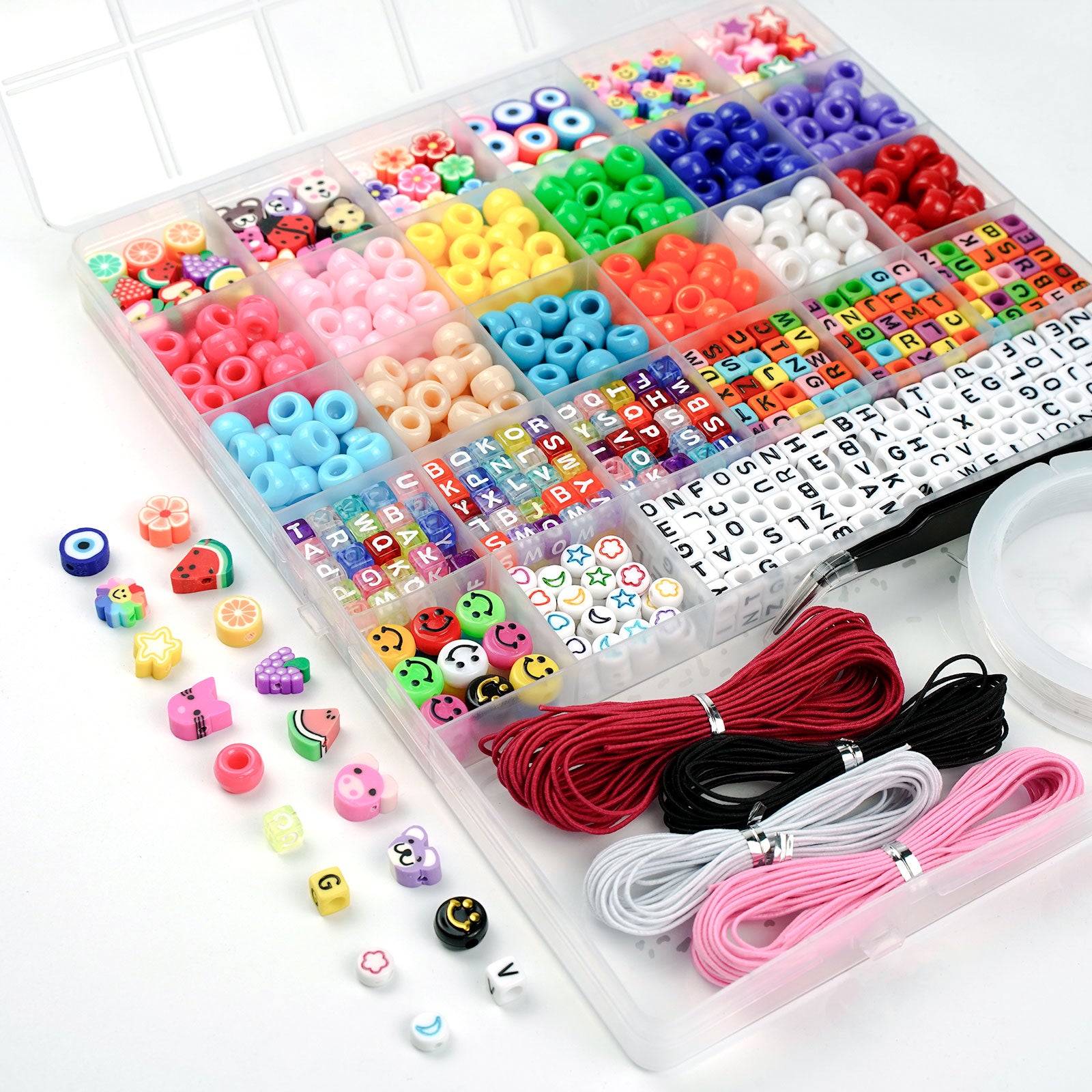 Dowsabel 20 Colors Clay Beads Bracelet Making Kit for Beginner, 5000Pcs  Heishi Flat Round Polymer Clay Beads with Charms Kit for Jewelry Making,  DIY